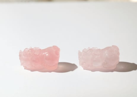 【幸福がやってくる】ローズクォーツ ヒキュウペア