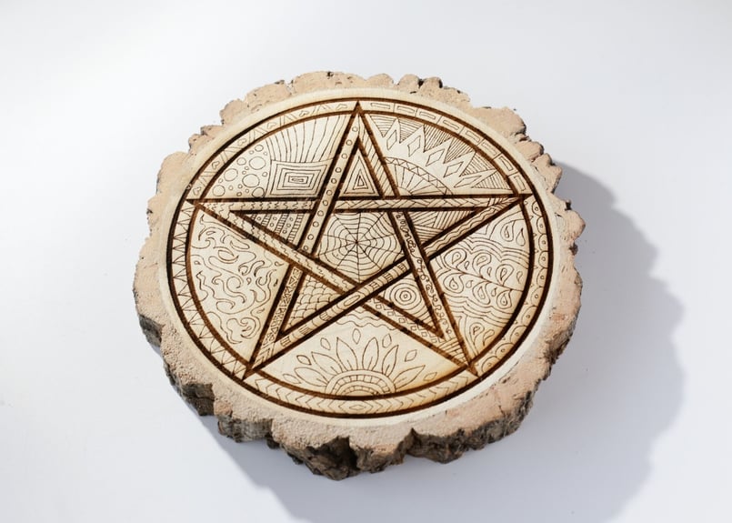 木製五芒星彫刻　魔導書 木製五芒星彫刻 魔導書 木製五芒星彫刻 魔導書