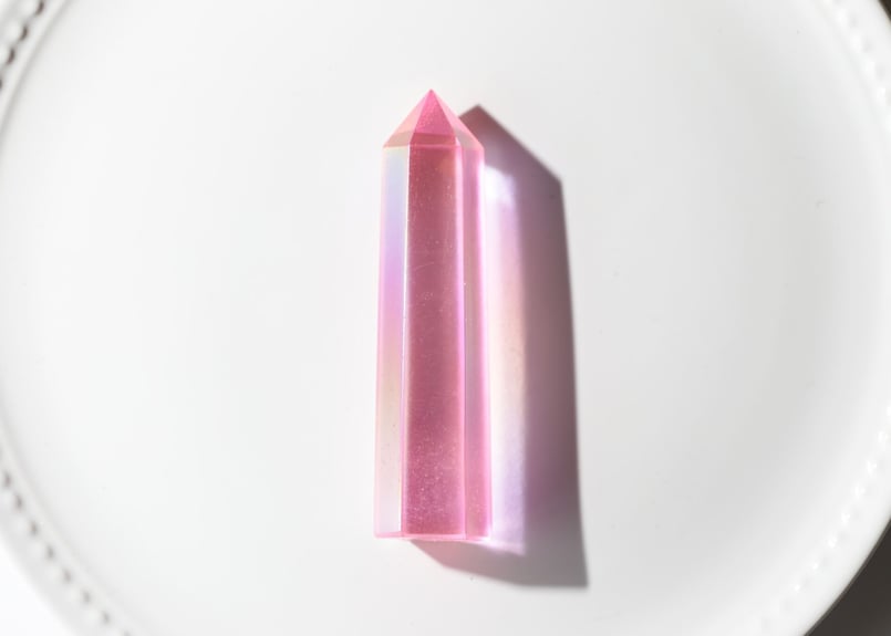 【一点物】ピンク オーラ 水晶 クォーツ ポイント 原石✩.*˚ 七色の夢໒꒱✨ ローズピンク オーラ水晶 原石 クラスター