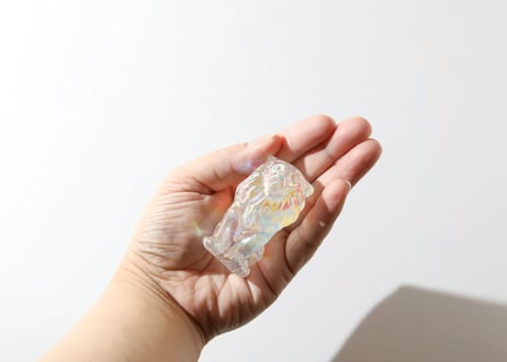 【LIVING YOUR TRUTH 真実を生きる（喜びで学ぶ・大成功）シジル封入 オリジナルカード付き❣️】エンジェルオーラ クリアクォーツ ライオン ※イベントクーポン使用不可