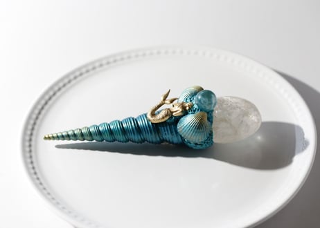 【イギリス製】クリアクォーツとアクアオーラの人魚ワンド