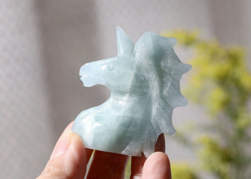 アクアマリン　ユニコーン　天然石　置物 アクアマリン ユニコーン 天然石 置物 大開運の技入り】〈Y.S.Y24