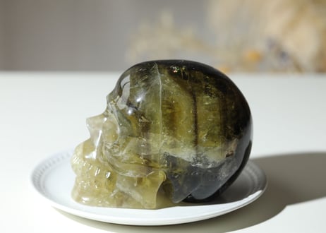 【地球からのメッセージ】虹入り スモーキーナチュラルシトリン スカル