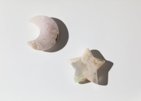 【大切に育む】新緑のブルーチェリーブロッサムアゲート 月と星