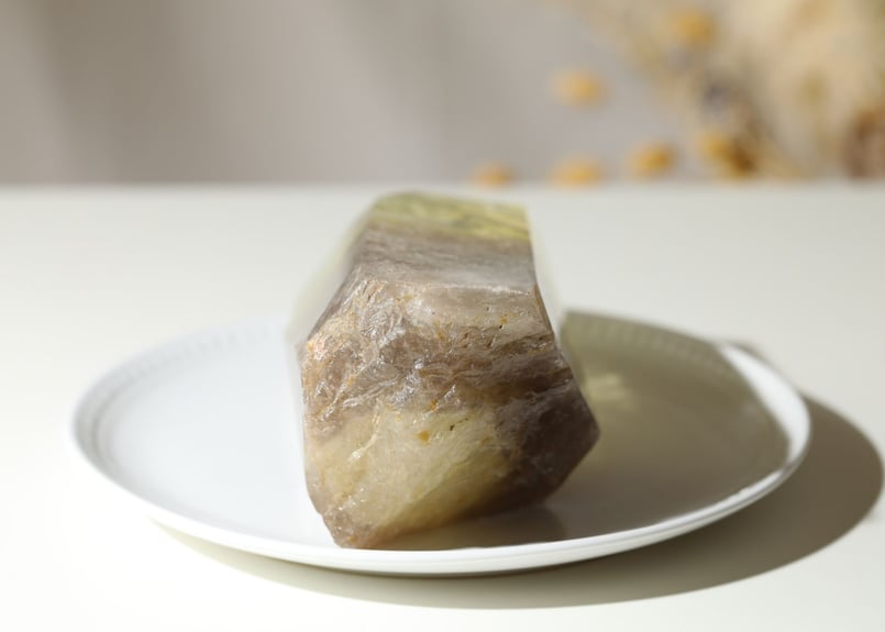 豊かな光】ブラジル産 虹入り ナチュラルスモーキーシトリン ポイント