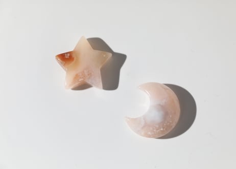 【穏やかな愛】あぶくのチェリーブロッサムアゲート 月と星
