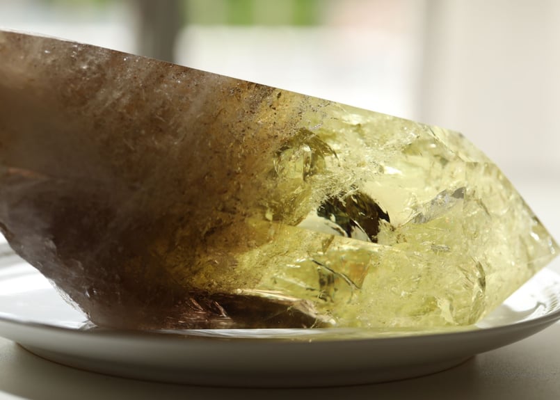 豊かな光】ブラジル産 虹入り ナチュラルスモーキーシトリン ポイント