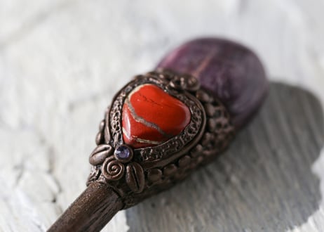 【J.U.rinne】〈Juriの妖精からのリーディングメッセージ付き〉ハイクオリティルビーとレッドジャスパーの愛のワンド