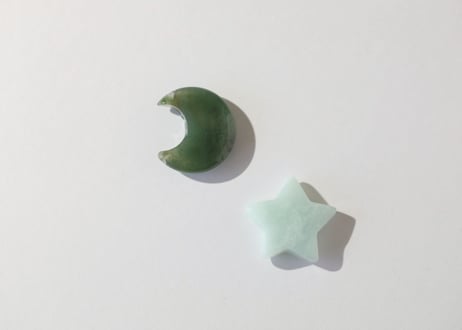 【healing】モスアゲート 月とアマゾナイト 星のハートと繋がるセット
