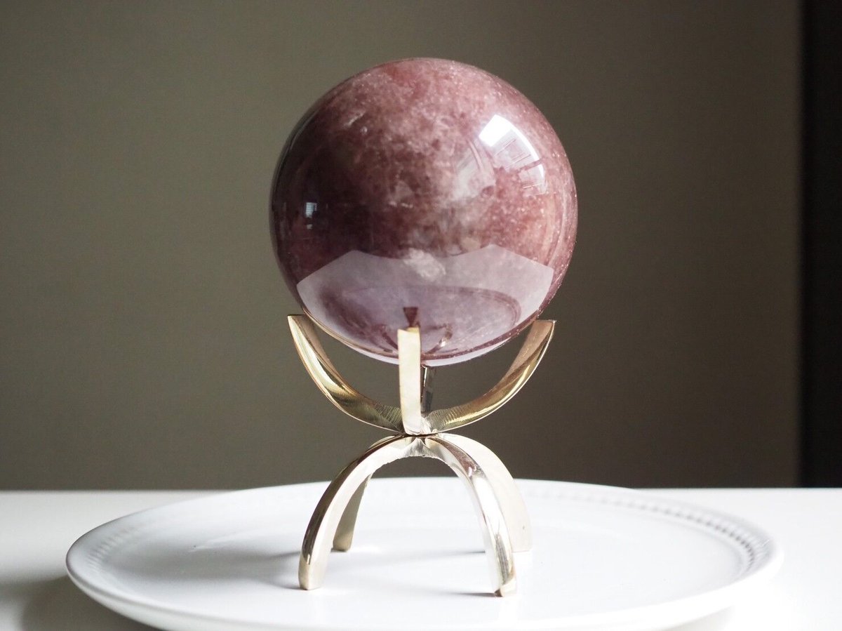 惑星】ストロベリークォーツ スフィア 金の台座付き | Y.S.Y24