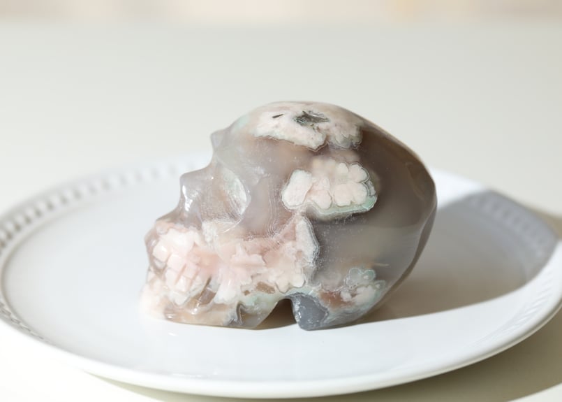 チェリーブロッサムアゲート　スカル　モチーフ チェリーブロッサムアゲート スカル モチーフ チェリー