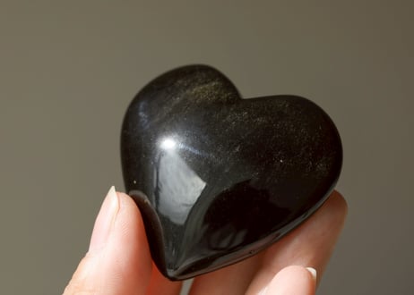 大技封入❣️【先祖供養/虚空蔵菩薩から智慧を授かる】ゴールドシーンオブシディアン ハート  ※イベントクーポン使用不可
