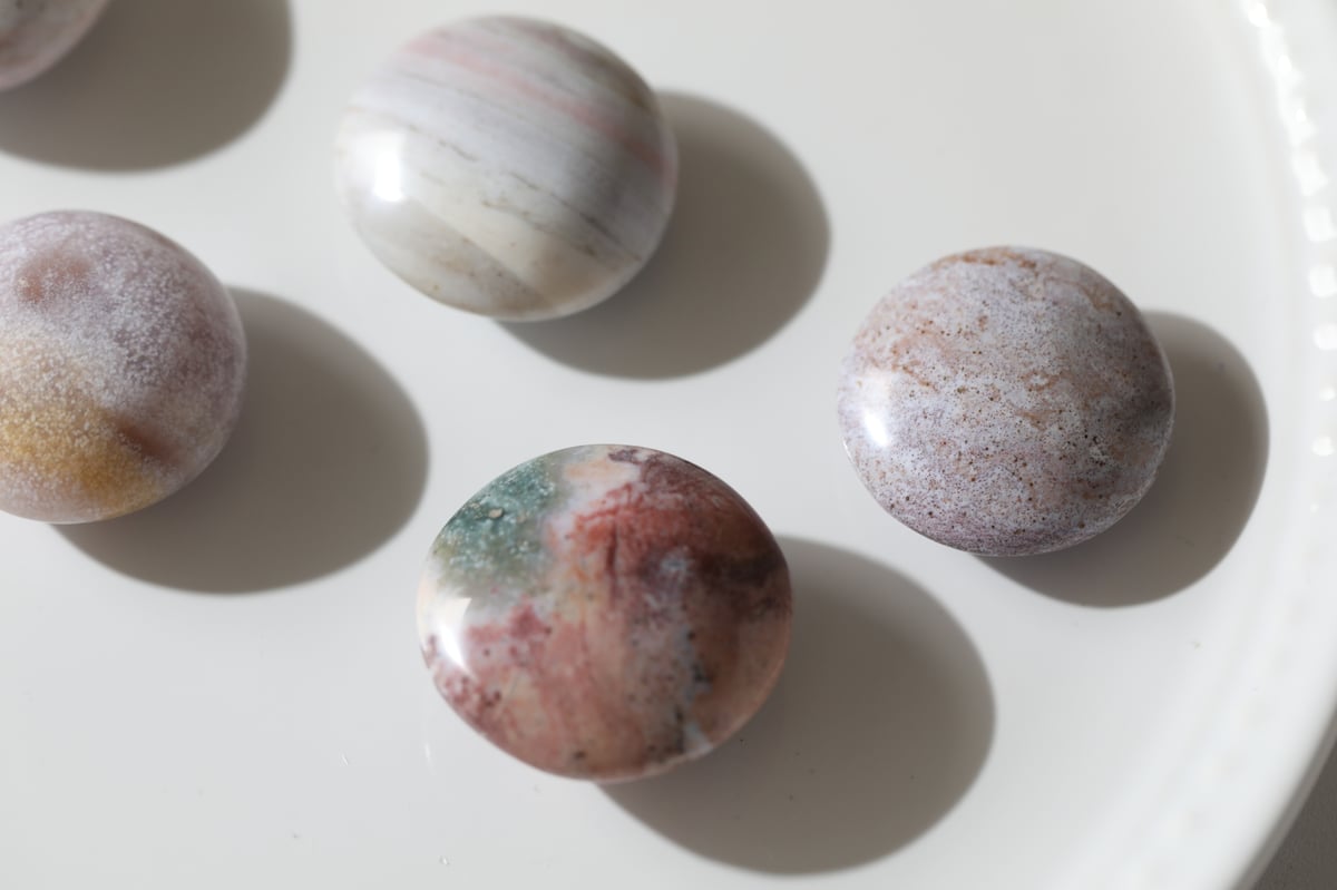 オーシャンジャスパー牡丹カービング꧂