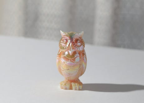 【あたたかな眼差しで】エンジェルオーラ オレンジ翡翠のフクロウ