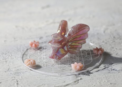 のんたん様✴︎水晶フラワーバックカービング&パープルモスアゲートネックレス のんたん様✴︎水晶フラワーバックカービング&パープルモスアゲート