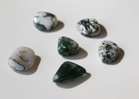 〈カルマ解放シッティ入り〉【さざなみ】モスアゲート タンブルS（6個セット）