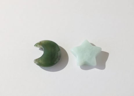 【healing】モスアゲート 月とアマゾナイト 星のハートと繋がるセット