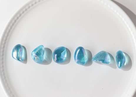 【輝いて】アクアオーラクォーツ タンブル（6個セット）