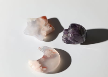 【魔女のお菓子パーティー】アメジストとチェリーブロッサムアゲートのスカルセットA