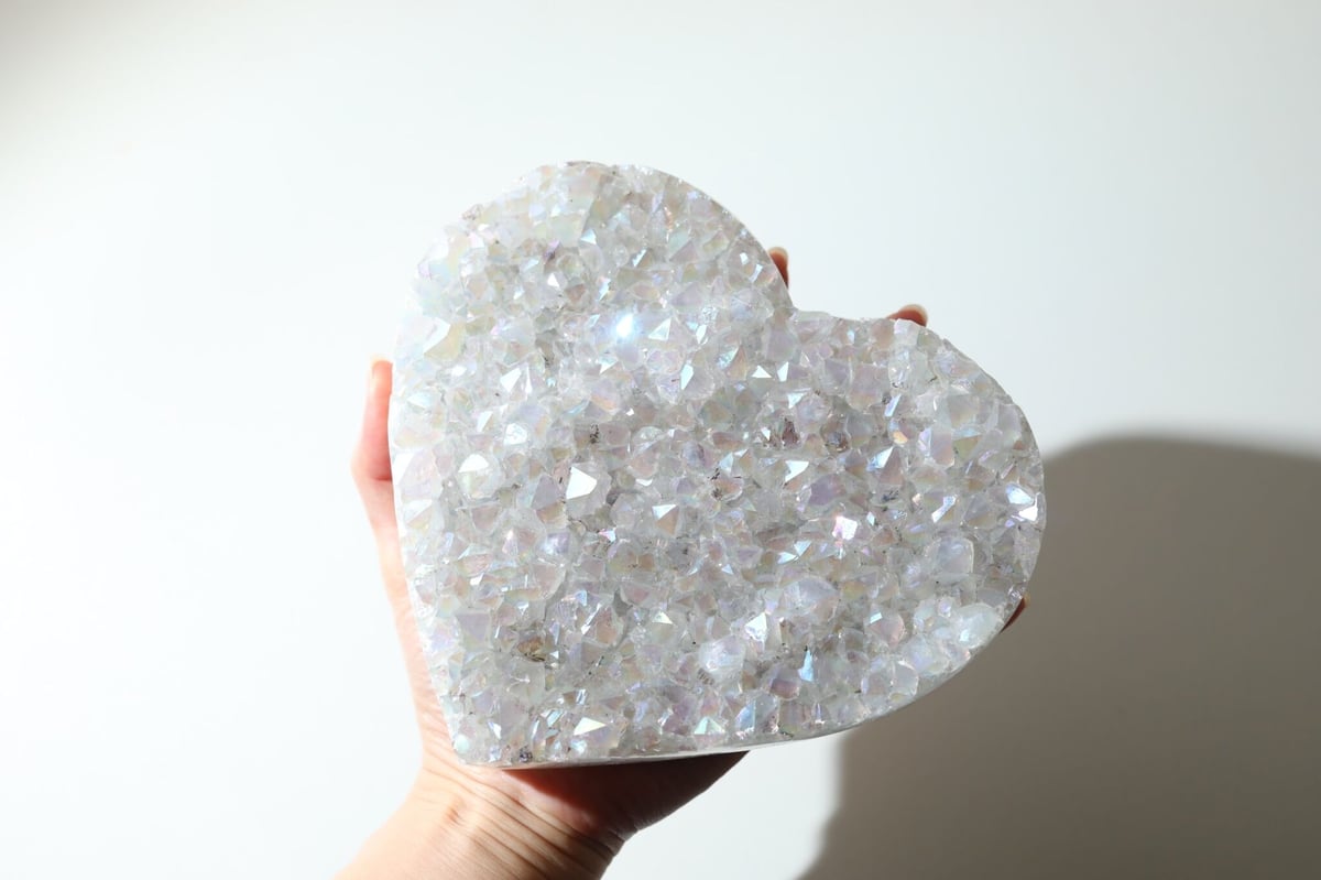 ホワイトアメジストハート♡♡No.♡1418 最高品質！ウルグアイ産⭐特大アメジストハートN163 最高品質