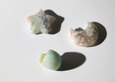 【豊かな感性】アマゾナイトとブルーチェリーブロッサムアゲートのスカルセットD
