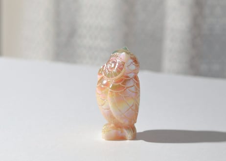 【あたたかな眼差しで】エンジェルオーラ オレンジ翡翠のフクロウ