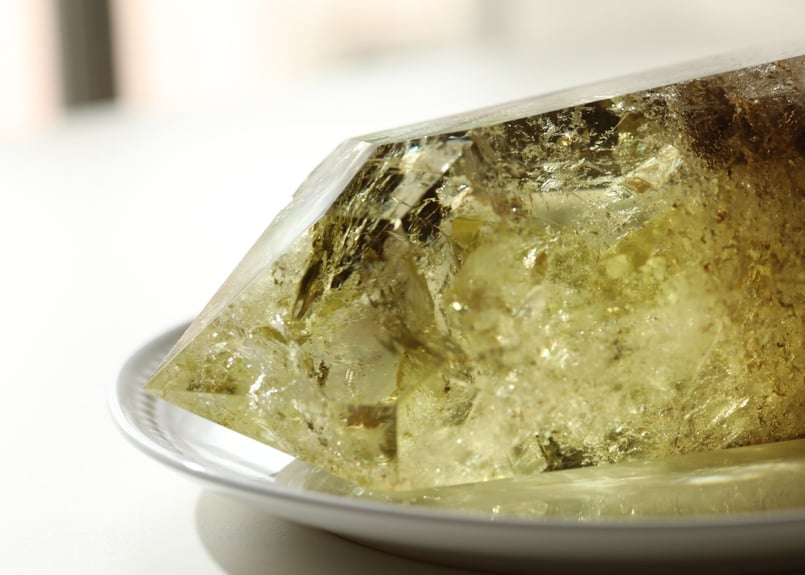 豊かな光】ブラジル産 虹入り ナチュラルスモーキーシトリン ポイント