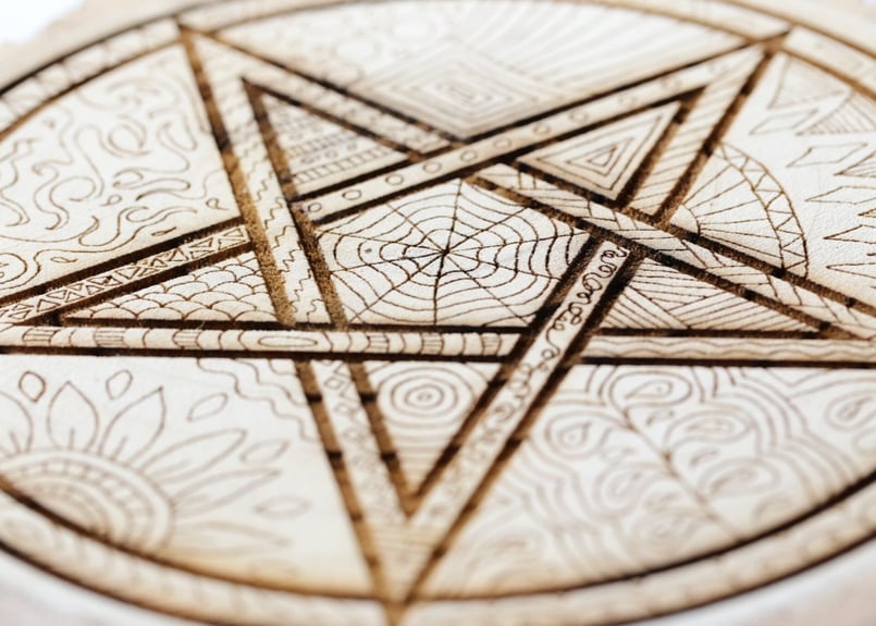 木製五芒星彫刻　魔導書 木製五芒星彫刻 魔導書 木製五芒星彫刻 魔導書