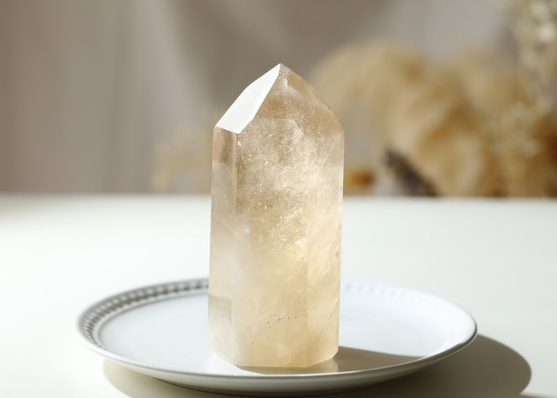 レア！大きいシトリン結晶ポイント 力強さ】虹入りナチュラルシトリン ポイント | Y.S.Y24