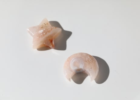 【穏やかな愛】あぶくのチェリーブロッサムアゲート 月と星