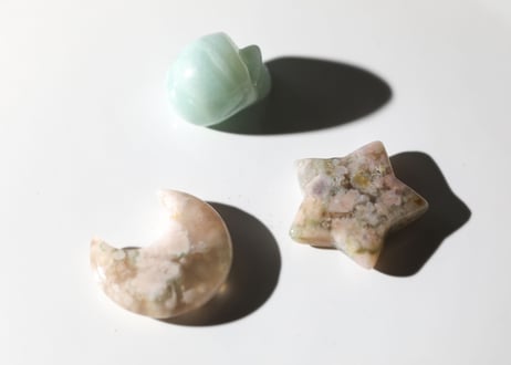 【スピリット達と遊ぶ】アマゾナイトとブルーチェリーブロッサムアゲートのスカルセットC