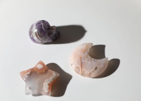 【愛し育む】アメジストとチェリーブロッサムアゲートのスカルセットB