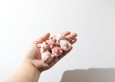 【CRYSTAL PATH クリスタルパス（魔法使いになる）シジル封入 オリジナルカードつき❣️】ピンクオパール 見ざる聞かざる言わざる うさぎ 3匹セット ※イベントクーポン使用不可