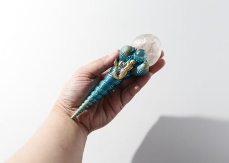 【イギリス製】クリアクォーツとアクアオーラの人魚ワンド