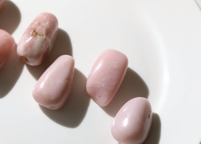 ピンクオパール 穴あき タンブル ana_tumble209 穏やかな心】ピンクオパール タンブル（6個セット） | Y.S.Y24