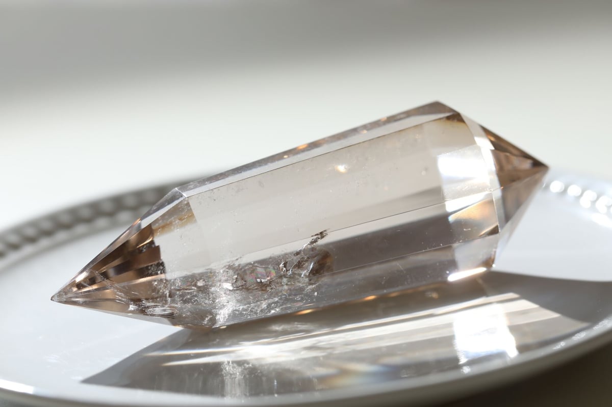 レア☆天然水晶ヴォーゲルワンド 12面カットダブルポイント高透明美品