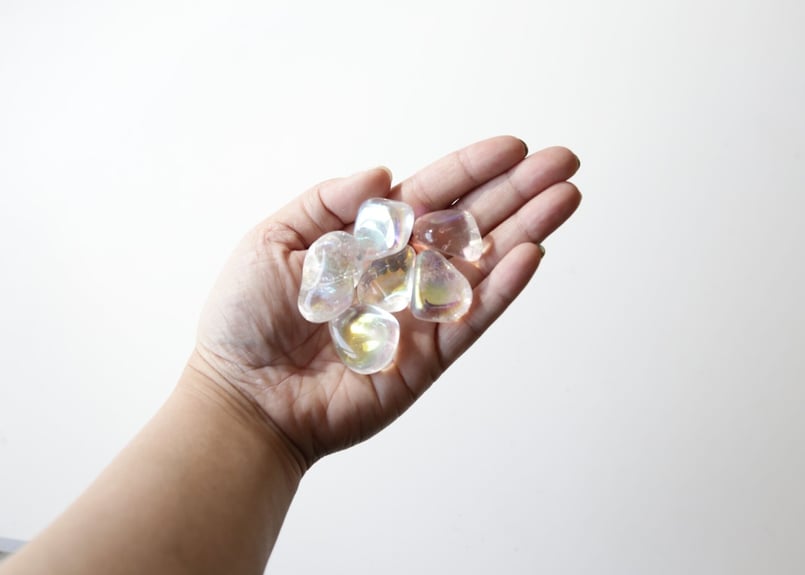 ハイクオリティ】エンジェルオーラクリアクォーツ タンブル（6個セット