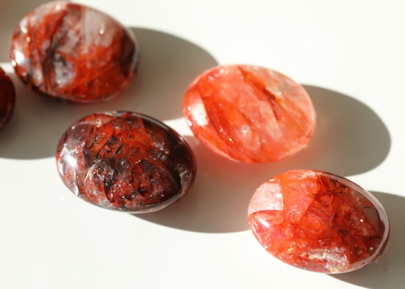 情熱の先へ】ヘマタイトインクォーツ タンブル（6個セット