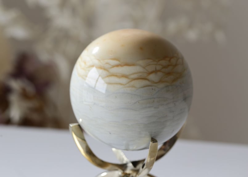 人魚のエナジー】マーメイドジャスパー スフィア 金の台座付き