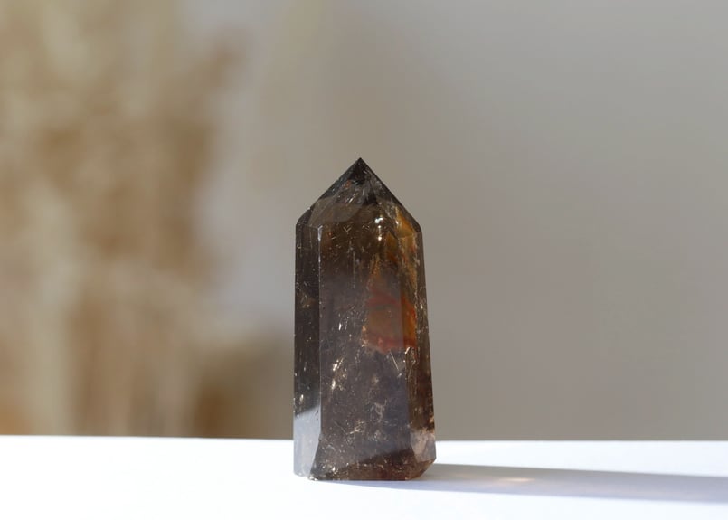 金運· 魔除 】ルチルクォーツ ☆虹☆スモーキークォーツダブルポイントA949