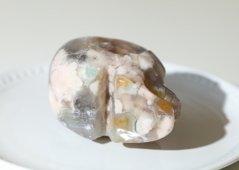 チェリーブロッサムアゲート　スカル　モチーフ チェリーブロッサムアゲート スカル モチーフ ハイクォリティ