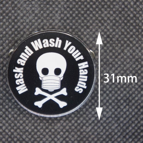Mask&Wash Your Handsアクリルバッジ　black・pink
