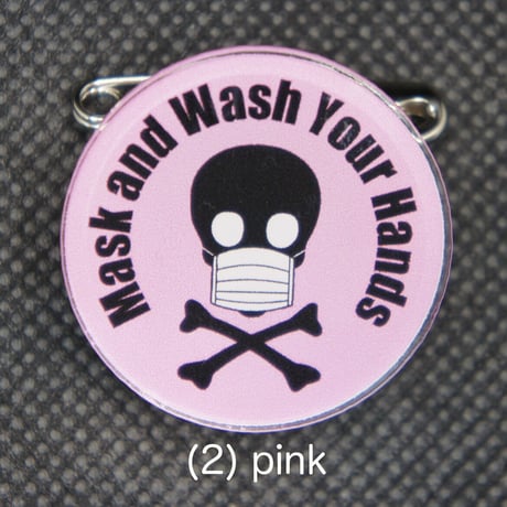 Mask&Wash Your Handsアクリルバッジ　black・pink