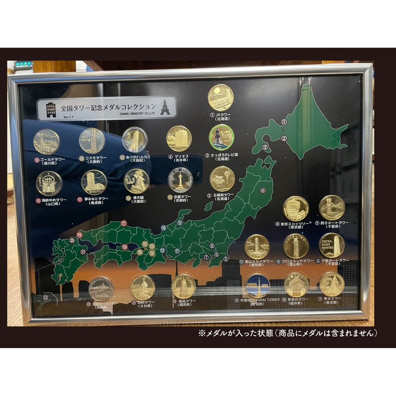 送料無料【受注生産商品】タワー専用記念メダルコレクション額（A3