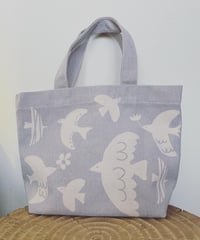 鳥さんミニトートバッグ（グレイ）