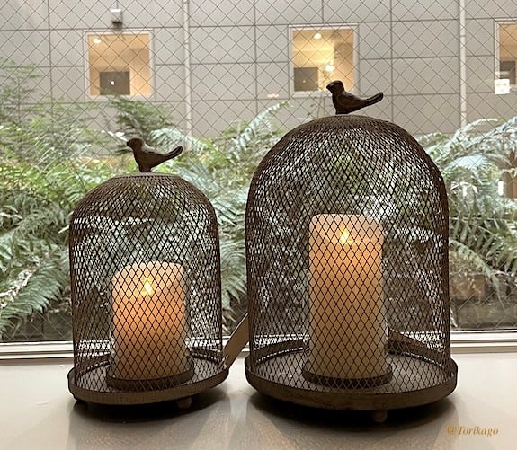 キャンドルホルダー 鳥かご バードゲージ 大小セット シャビー 85543CH