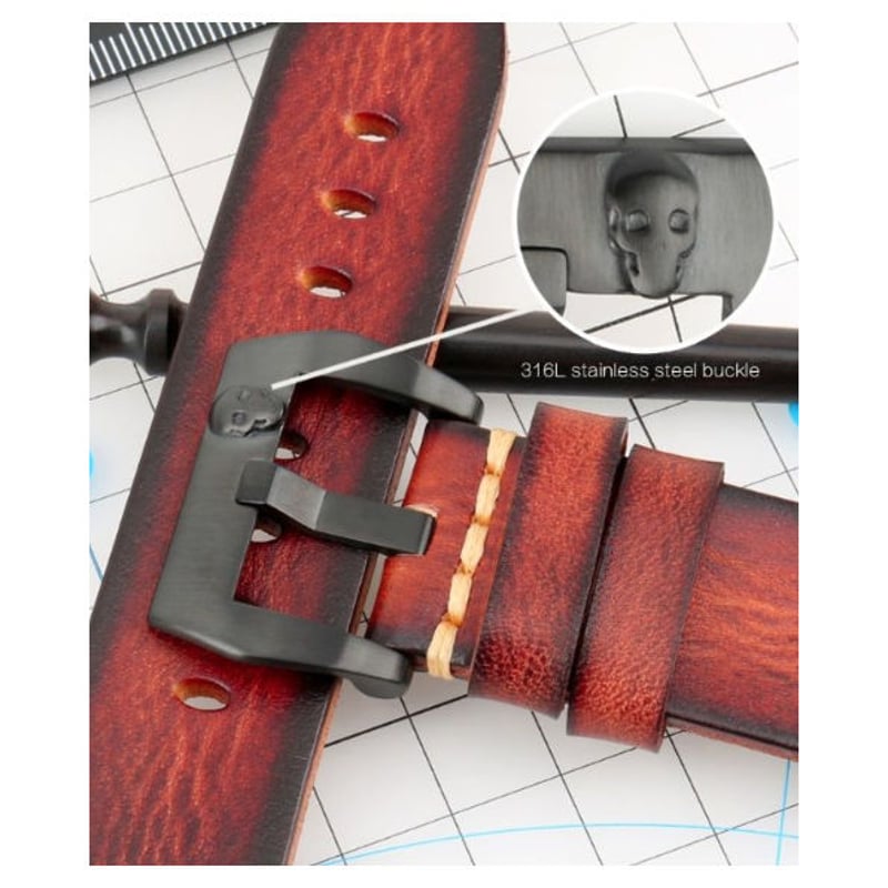 MAIKES ハンドメイド ヴィンテージ スカルバックル 18mm 19mm 20mm 21m