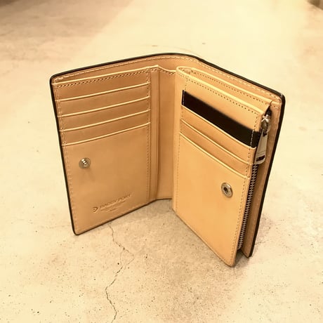 BAGGY PORT　藍染レザー 型押しペイズリー ハーフ財布　DBL　#AC