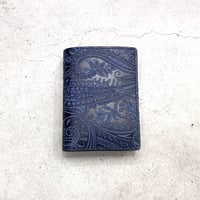 BAGGY PORT　藍染レザー 型押しペイズリー ハーフ財布　DBL　#AC