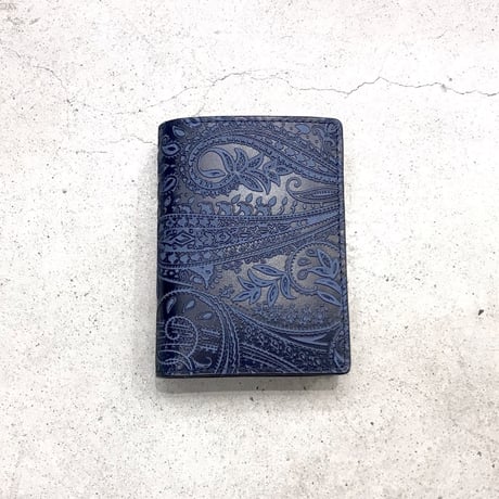 BAGGY PORT　藍染レザー 型押しペイズリー ハーフ財布　DBL　#AC
